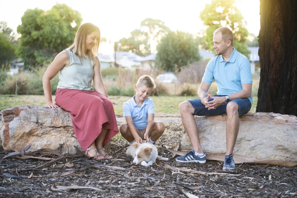 Family pet photoshoot at Adelaide park